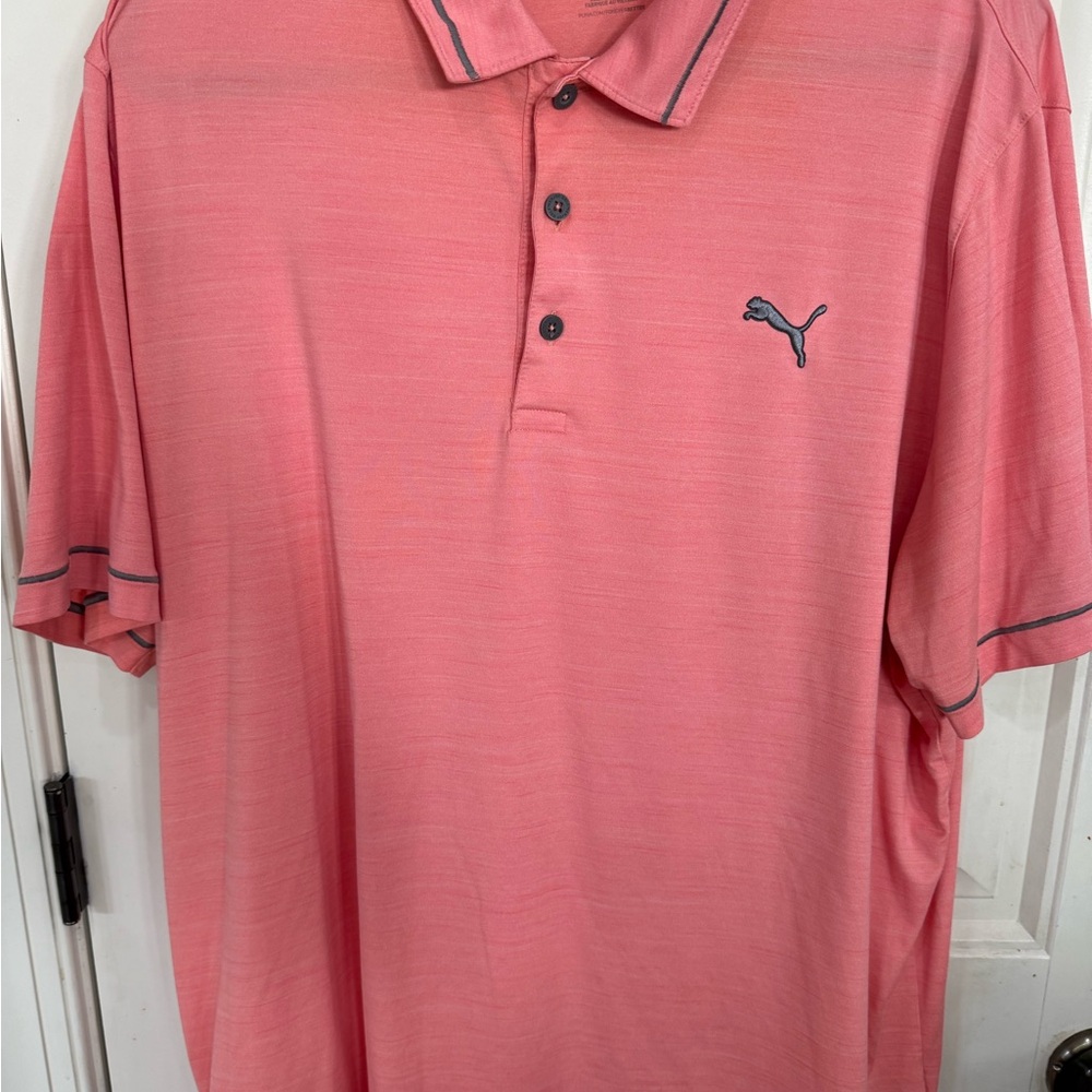 Puma Men's dri-fit Polo Shirt in Coral Pink